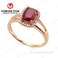 Senhoras naturais Ruby anel 18k ouro anel de dedo